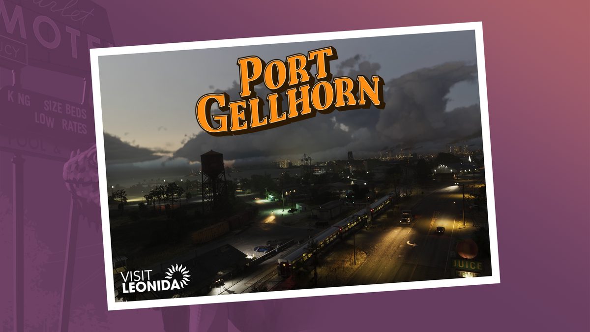 Official Port Gellhorn postcard artwork for Grand Theft Auto VI