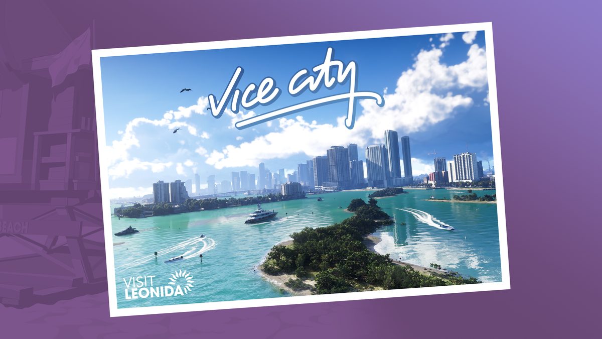 Official Vice City postcard artwork for Grand Theft Auto VI